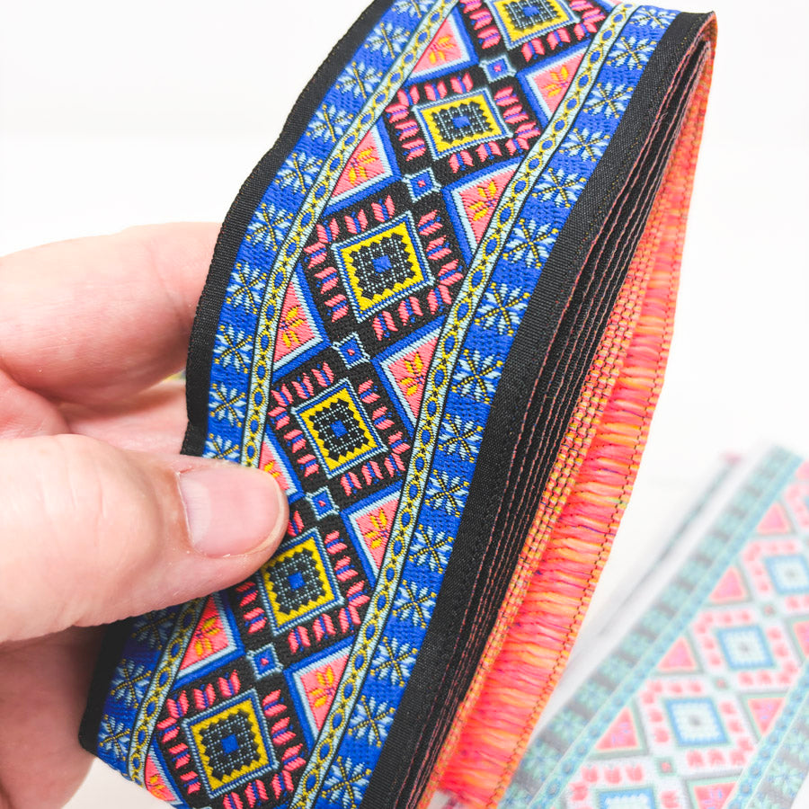 2 Yd Length – Diamond Pattern – 2" Woven Jacquard Trim