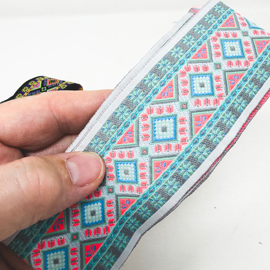 2 Yd Length – Diamond Pattern – 2" Woven Jacquard Trim