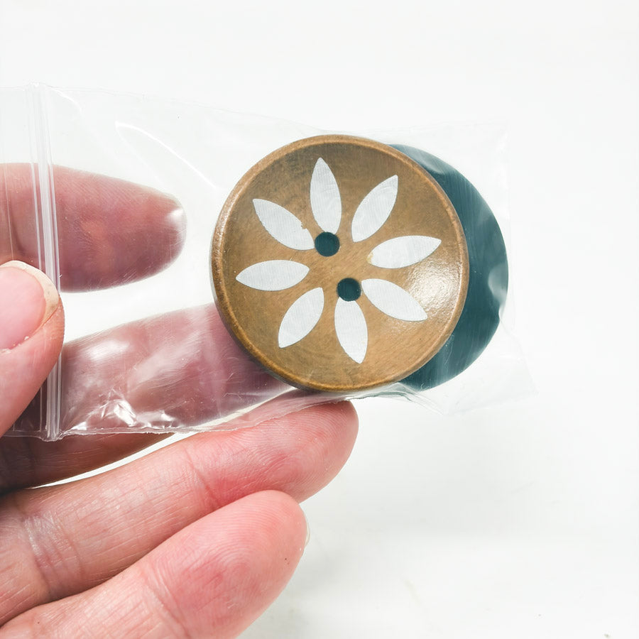 Large Wood Floral Buttons