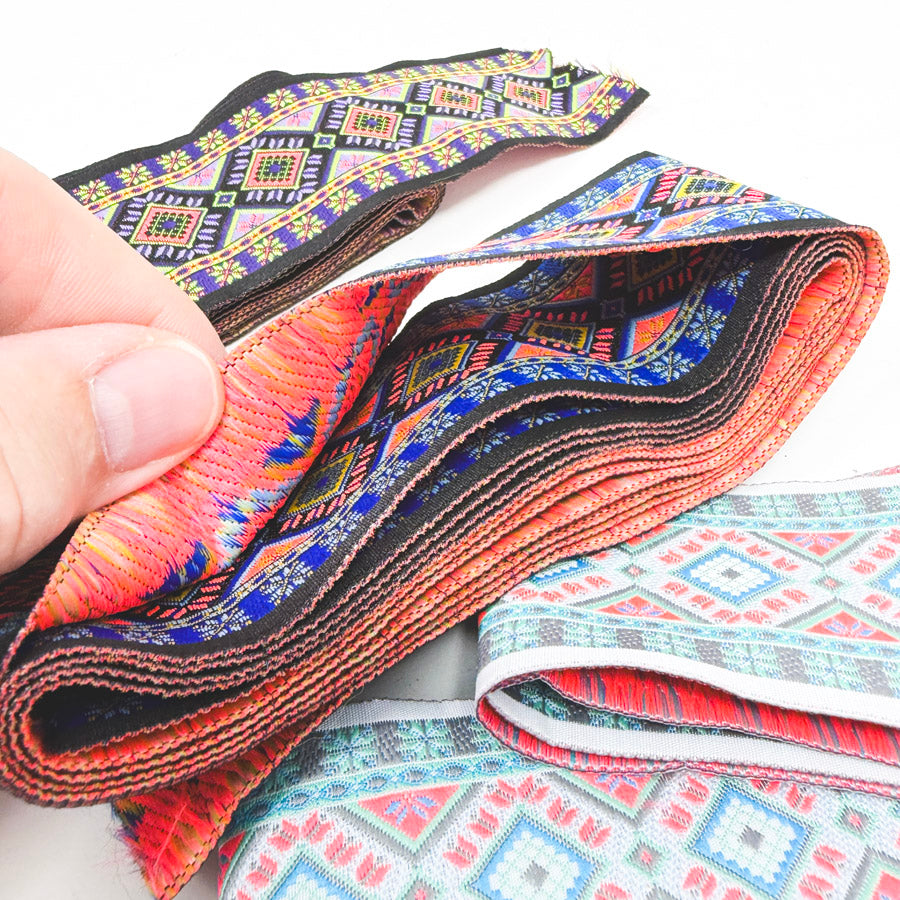 2 Yd Length – Diamond Pattern – 2" Woven Jacquard Trim