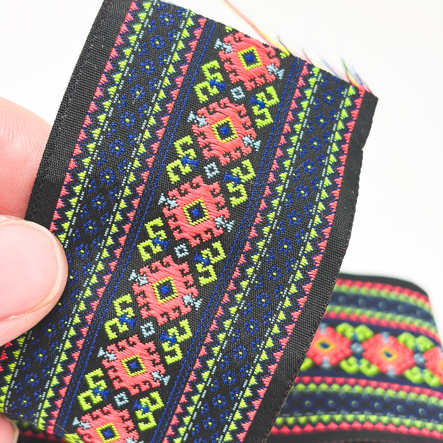2 Yd Length – Floral Colors – 2" Woven Jacquard Trim