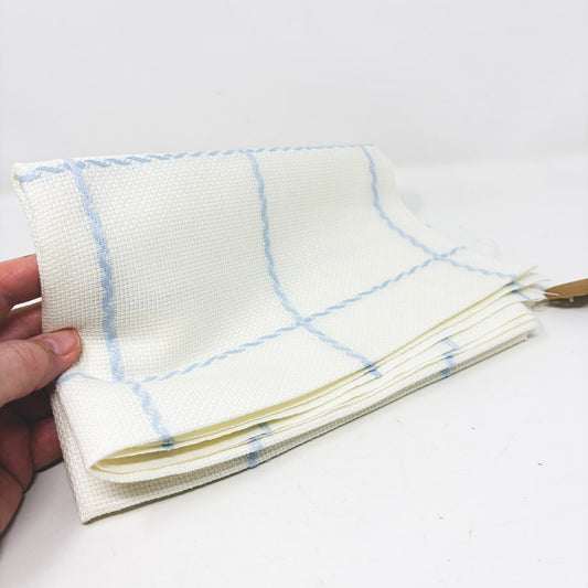 Soft White Aida with Baby Blue Grid – appx. 16 Count – 53" x 20"