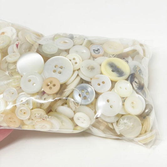 Large Bundle of White Buttons