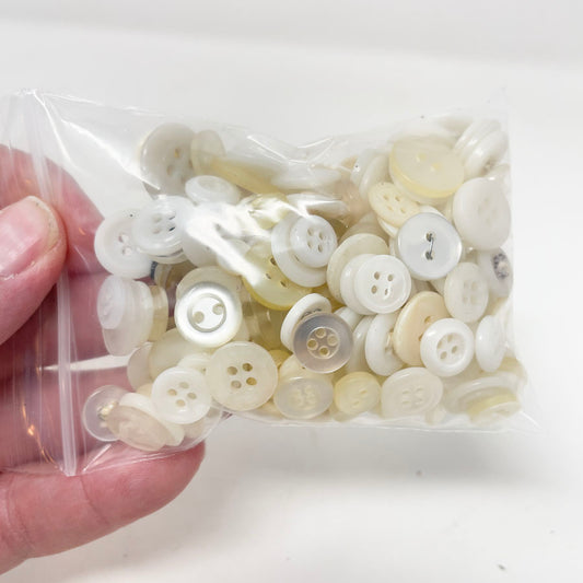 Bundle of Vintage Mix-Size White Buttons