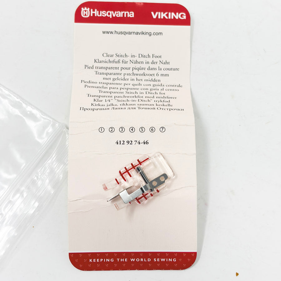 Husqvarna Viking Clear Stitch-in-Ditch Presser Foot (4129274-46)