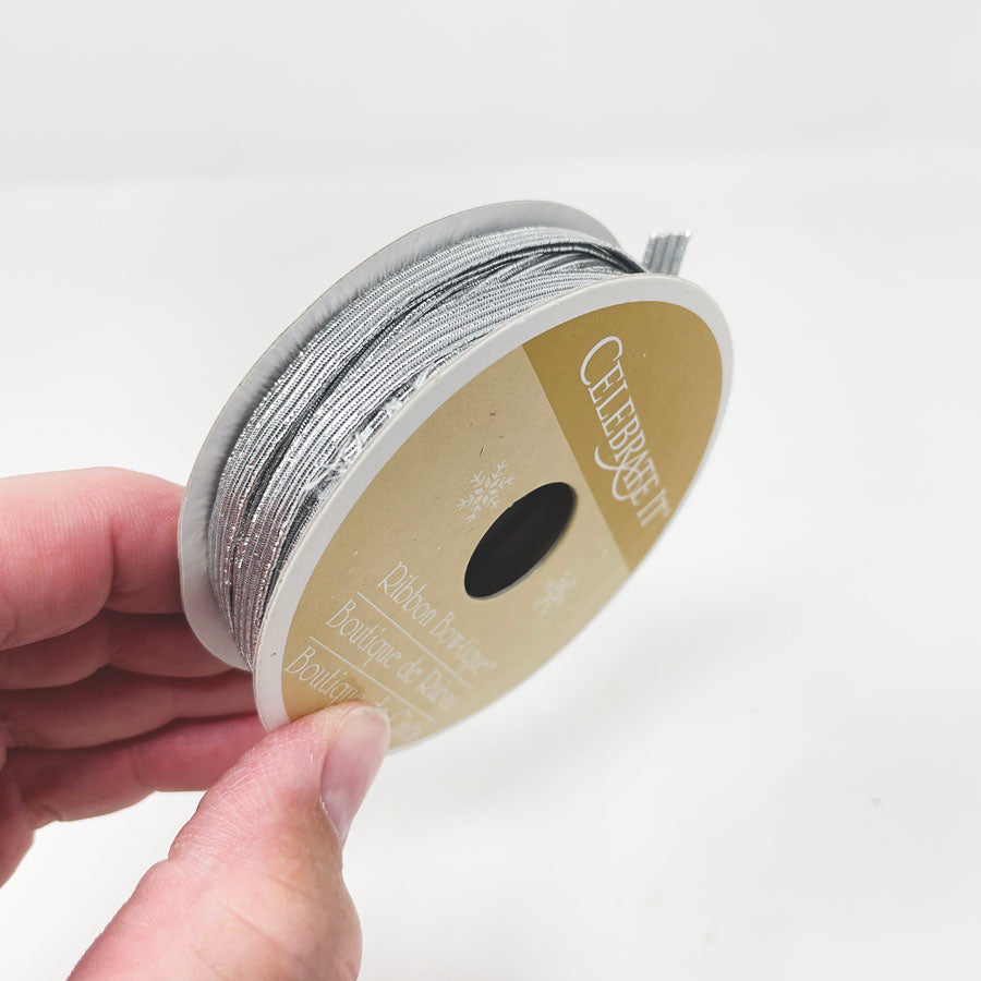 Celebrate It Silver Wired Edge Ribbon- 5/8" wide
