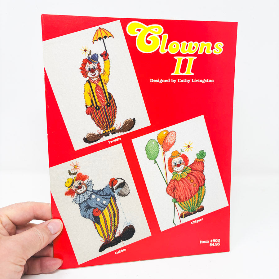 Vintage Clowns Cross Stitch Pattern Leaflets by Cathy Livingston
