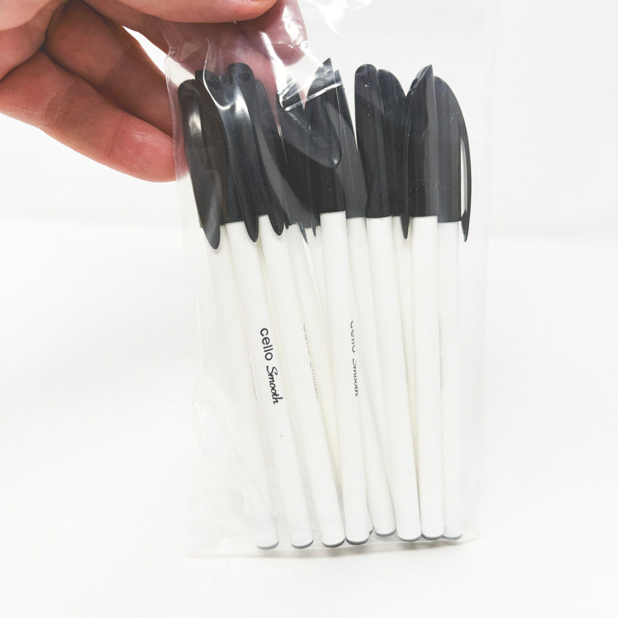 Bundle of Black Cello Smooth Ballpoint Pens