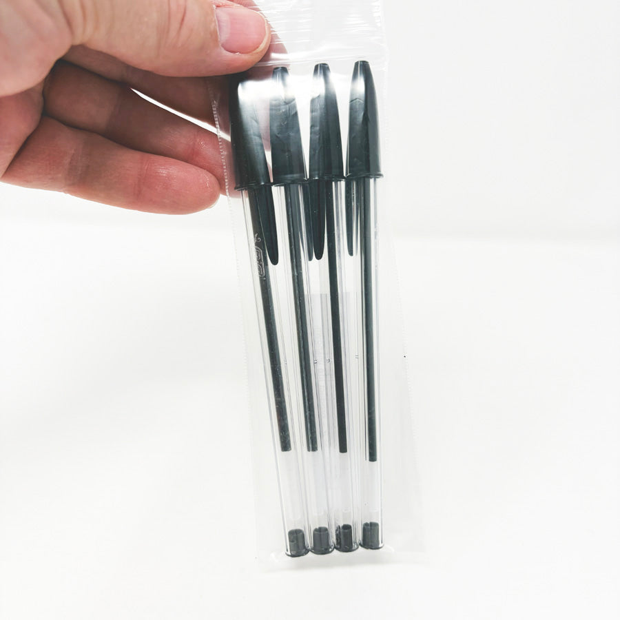 4 pk Black Bic Crystal Ballpoint Pens