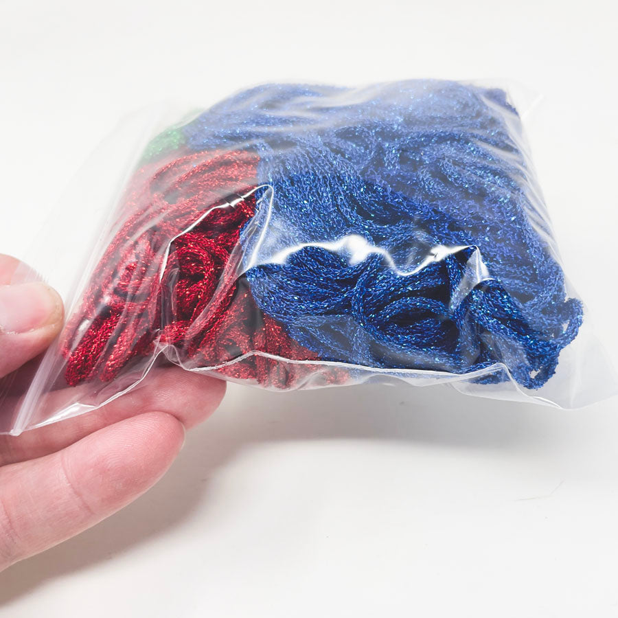 Glittery Green Red Blue Needlepoint Floss Cord Bundle