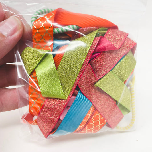 Bundle of Brights/Hair Ties/Buttons Ribbon Remnants