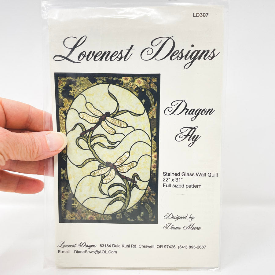 Dragon Fly Stained Glass Wall Quilt Pattern by Lovenest Designs