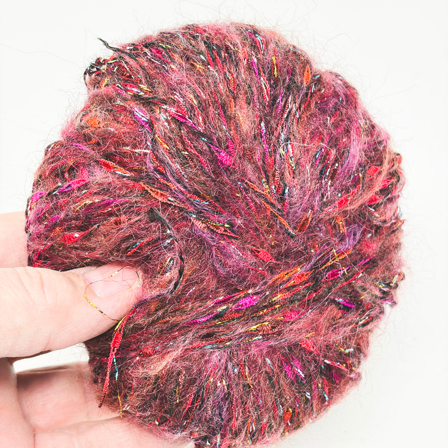 Unmarked Novelty Yarn - Red with Shimmer