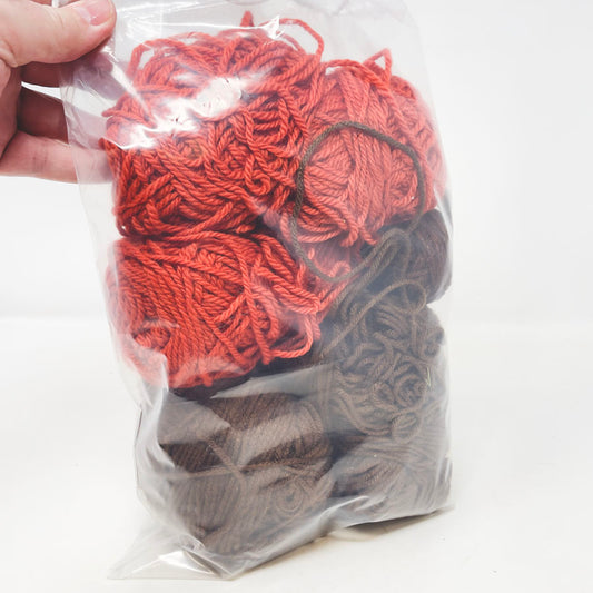 Brown & Dark Coral Acrylic Yarn Bundle