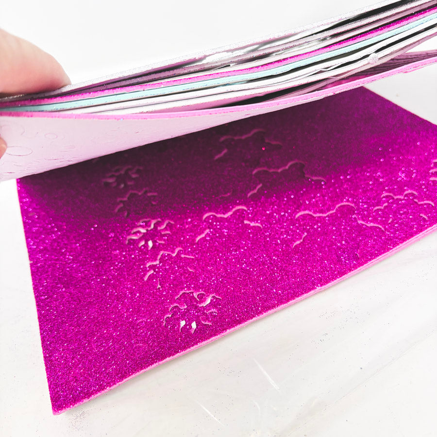 Stack of Glitter Foam Adhesive Die Cut Shapes