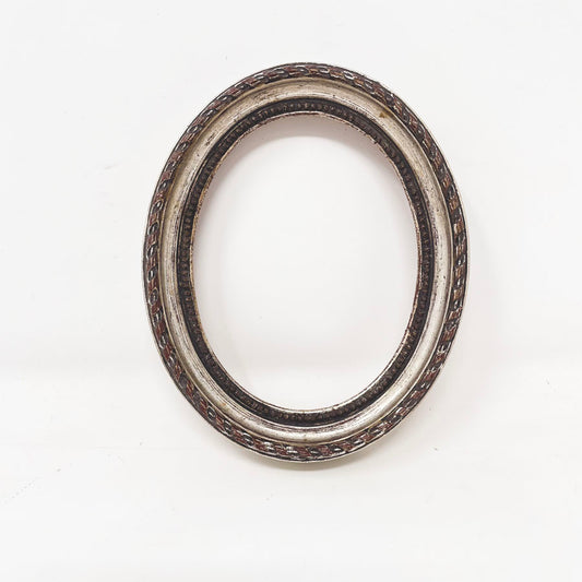 Small Wood Oval Frame - Antique Silver