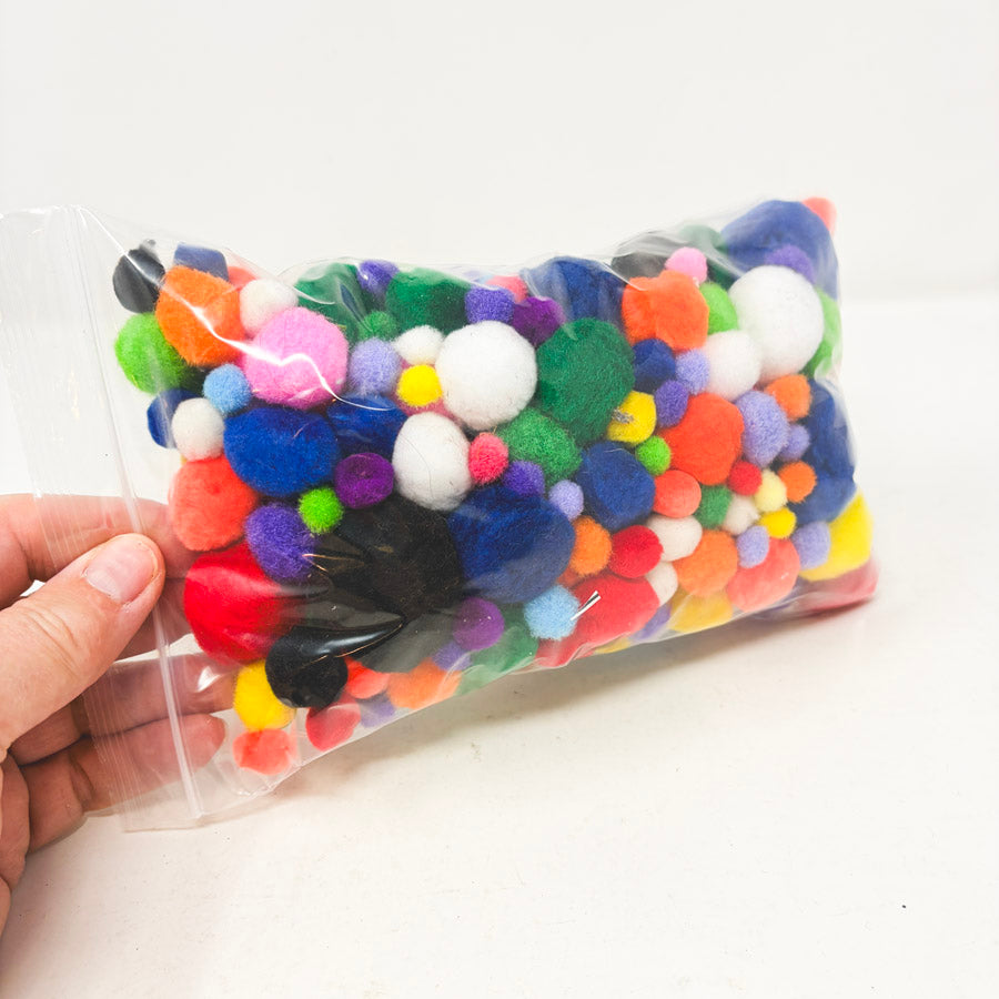 Bag of Colorful Pom Poms