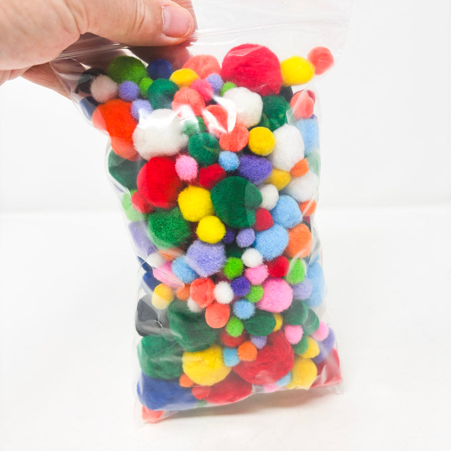 Bag of Colorful Pom Poms