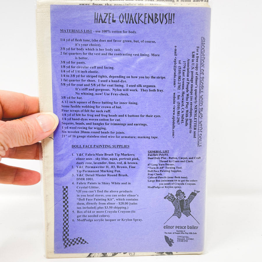 Hazel Quackenbush Cloth Doll Pattern by Elinor Peace Bailey