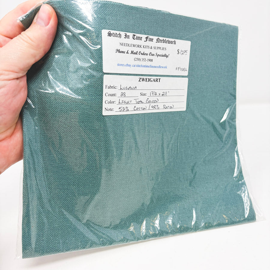 28ct Zweigart Lugana Light Teal Green Aida 17-1/2" x 27"