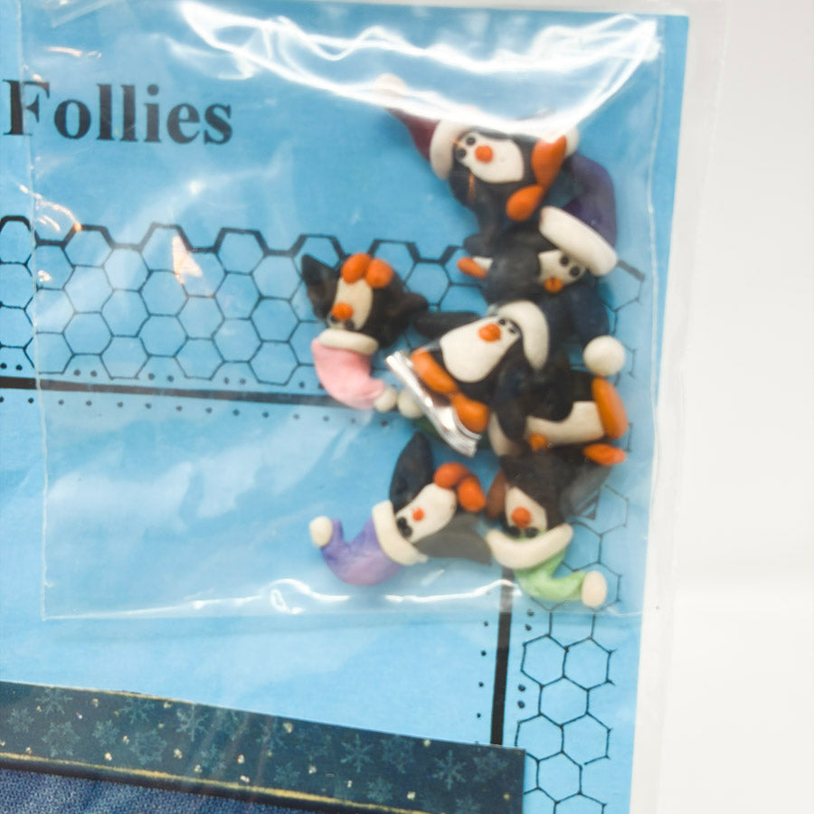 Ice Follies Cross Stitch Pattern with Penguin Buttons