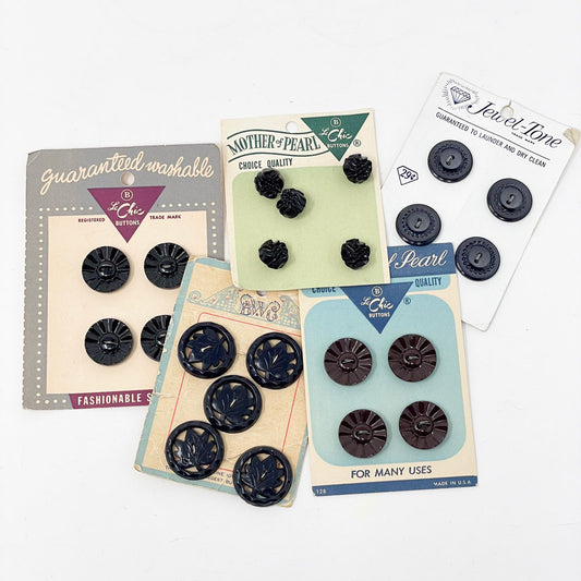 Vintage Carded Button Bundle - Black/Brown