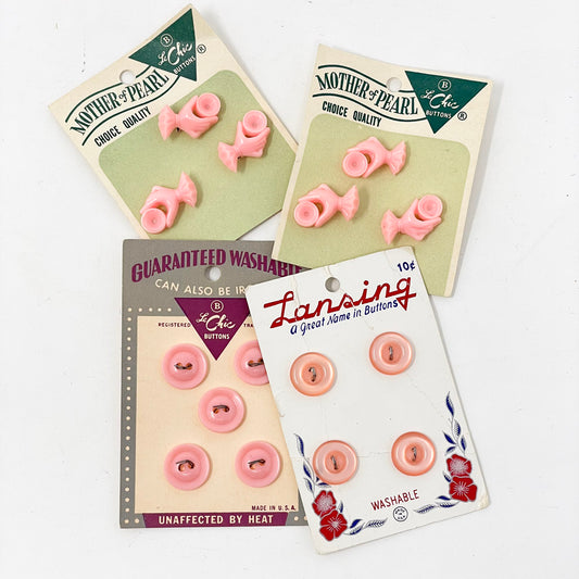 Vintage Carded Button Bundle - Pink