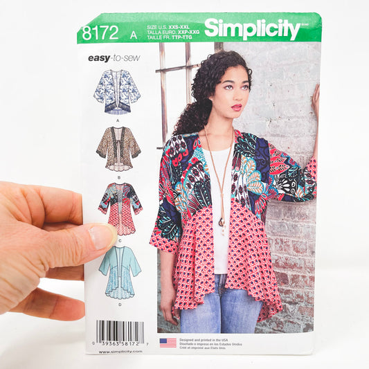 2016 Simplicity 8172 Sewing Pattern - Kimono Top - XXS-XXL