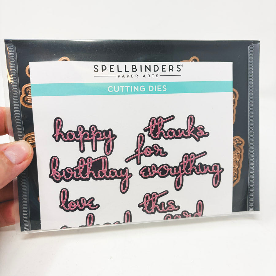 Spellbinders Thanks Enclosed Sentiments Cutting Die Set