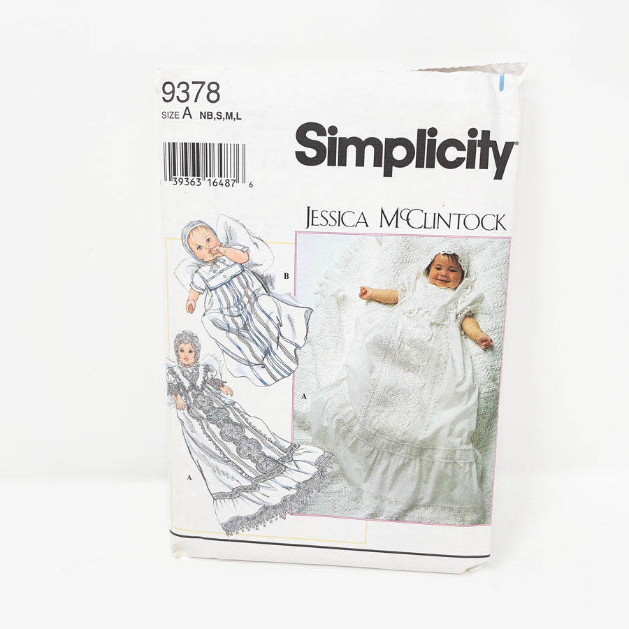 Simplicity 9378 Sewing Pattern - Infant Christening Gown (NB-L)