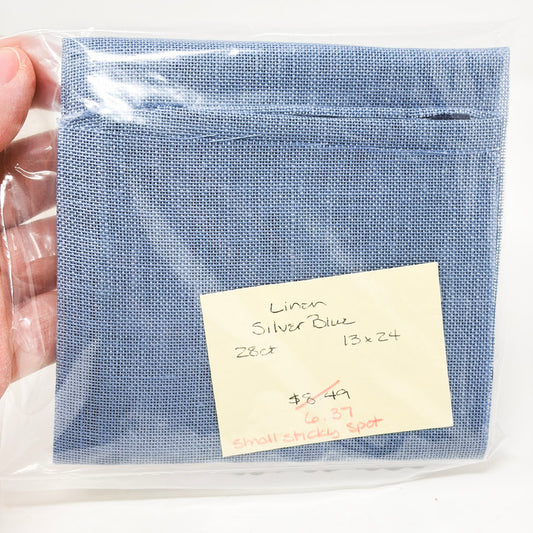 28 Count 13" x 24" Linen Fabric - Silver Blue