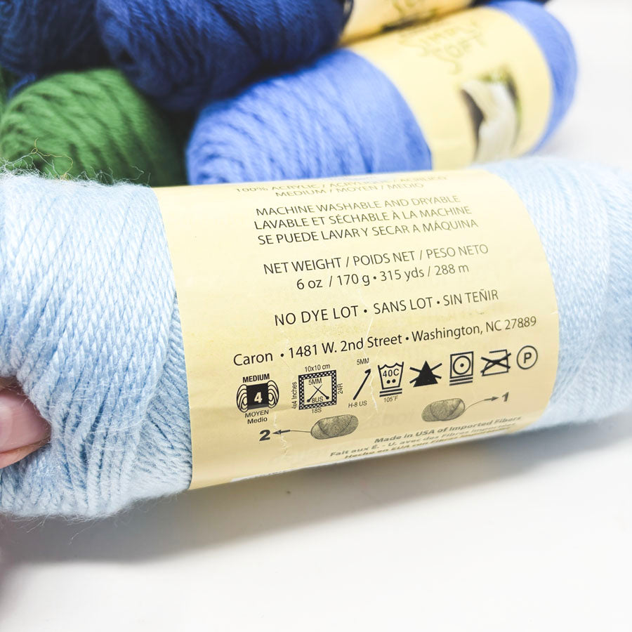Green/Blue Caron Simply Soft Yarn - Pick a Color
