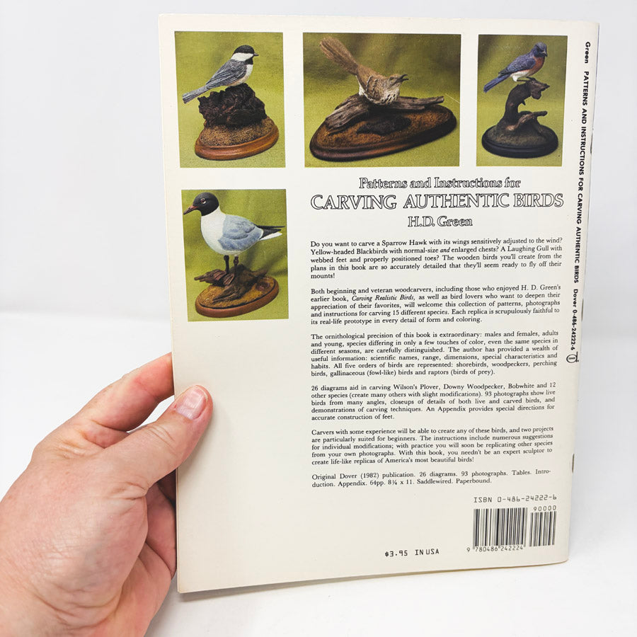 Patterns and Instructions for Carving Authentic Birds Book by H.D. Green