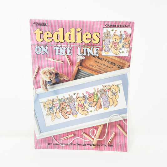 Teddies On The Line Counted Cross Stitch Pattern