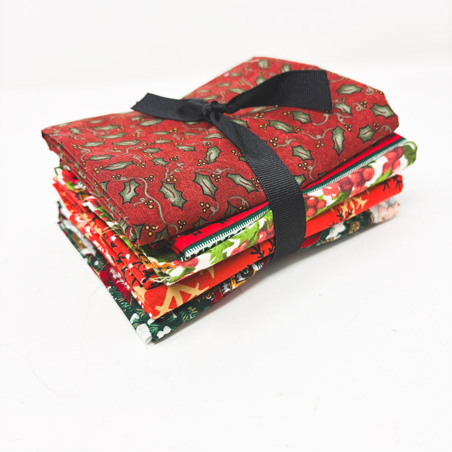 Festive Vintage Prints Holiday Fabric Remnants Bundle