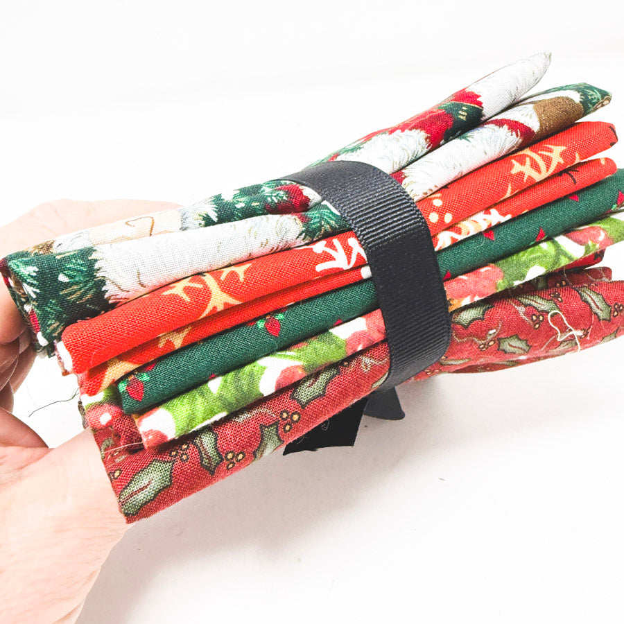 Festive Vintage Prints Holiday Fabric Remnants Bundle