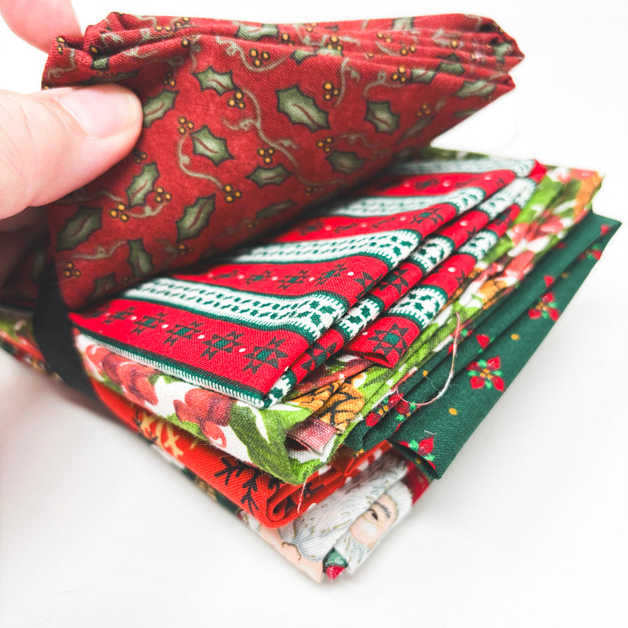 Festive Vintage Prints Holiday Fabric Remnants Bundle
