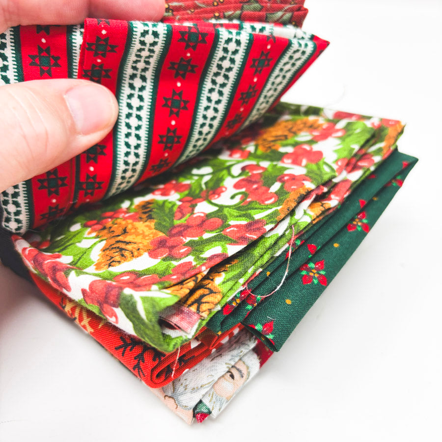 Festive Vintage Prints Holiday Fabric Remnants Bundle