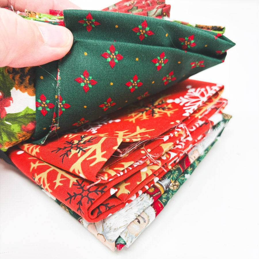 Festive Vintage Prints Holiday Fabric Remnants Bundle