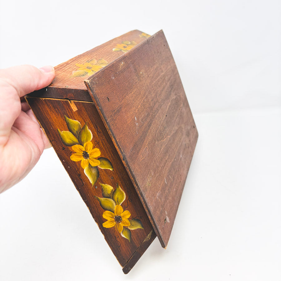 Hand Painted Canted Side Wood Cutlery Tray
