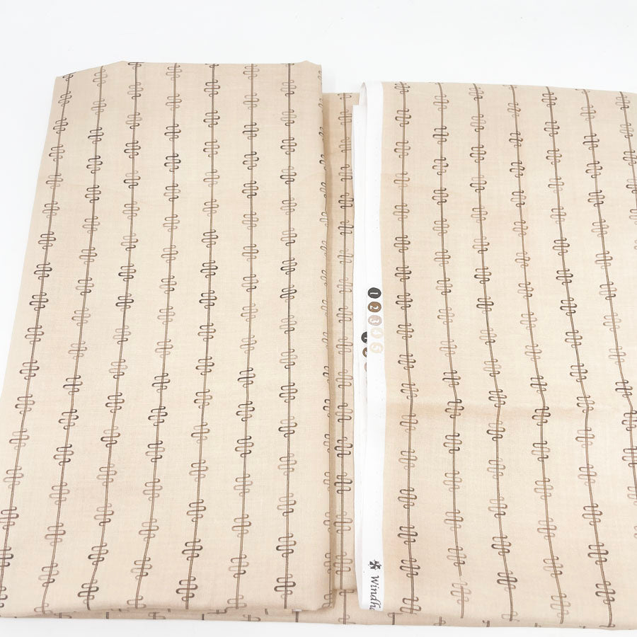 44" x 80" Natural Wavy Striped Cotton Fabric