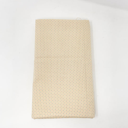 44" x 2 Yards Floral Dots on Beige Cotton Fabric
