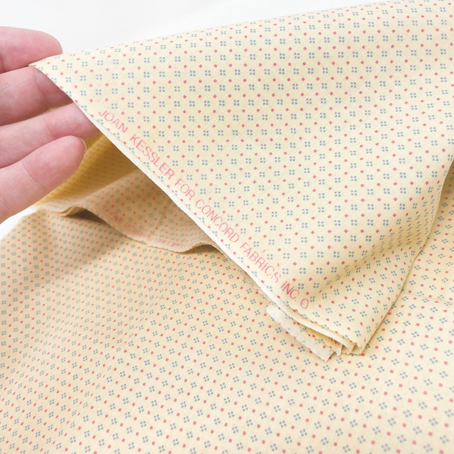 44" x 2 Yards Floral Dots on Beige Cotton Fabric