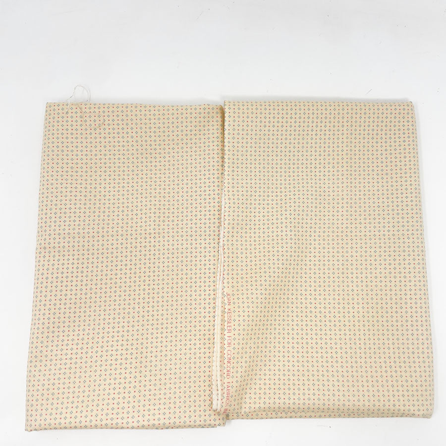 44" x 2 Yards Floral Dots on Beige Cotton Fabric