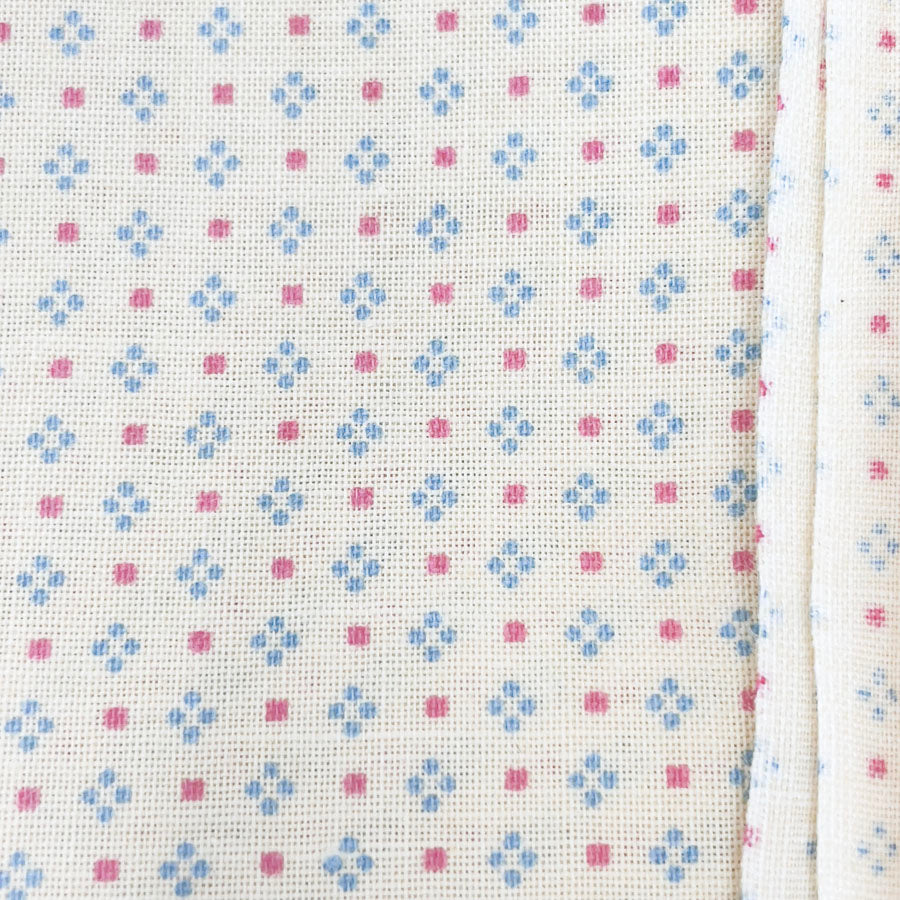 44" x 2 Yards Floral Dots on Beige Cotton Fabric