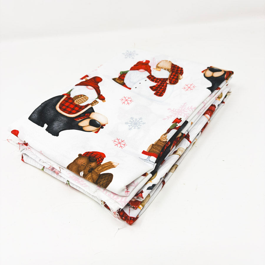 2 Gnome Themed Full Width Holiday Fabric Pieces