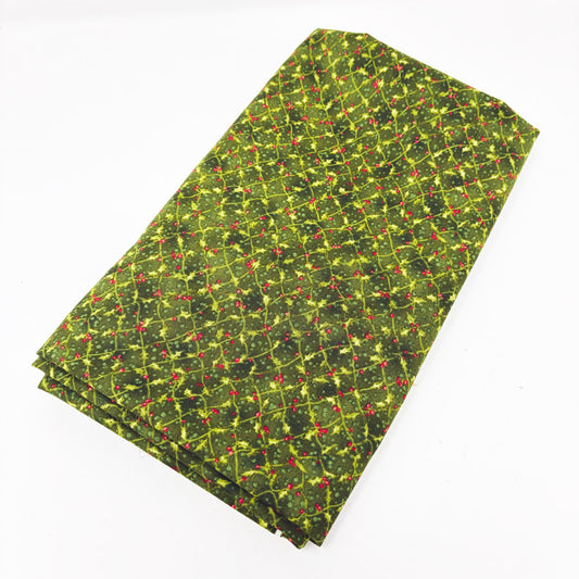 42" x 53" Nancy Hoffman Green Holly Cotton Fabric