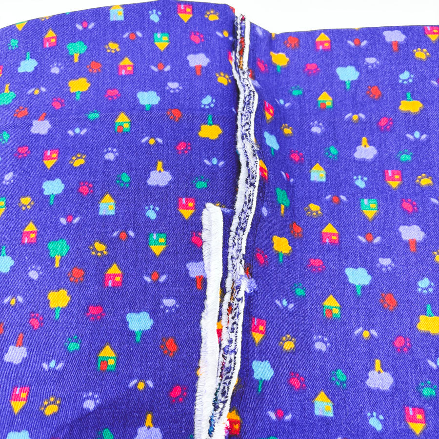 60" x 50" Purple Twill Fabric with Houses