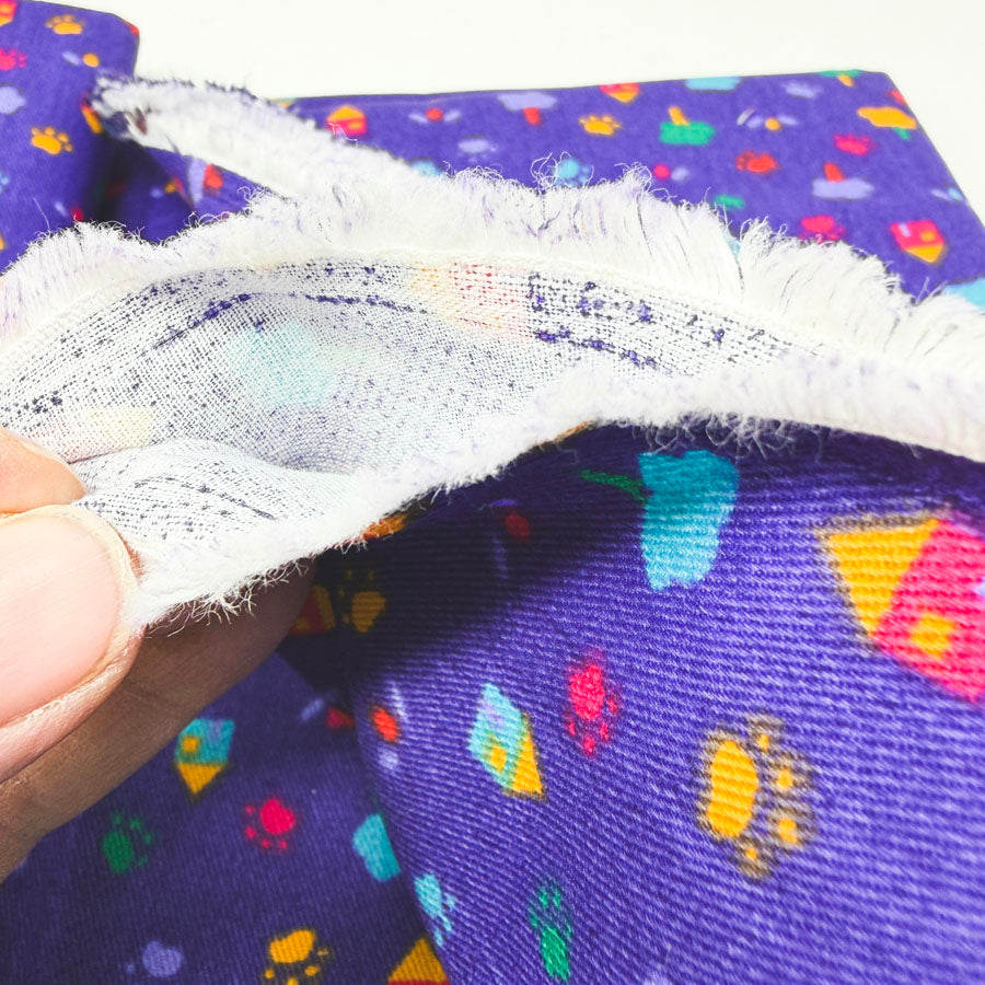 60" x 50" Purple Twill Fabric with Houses