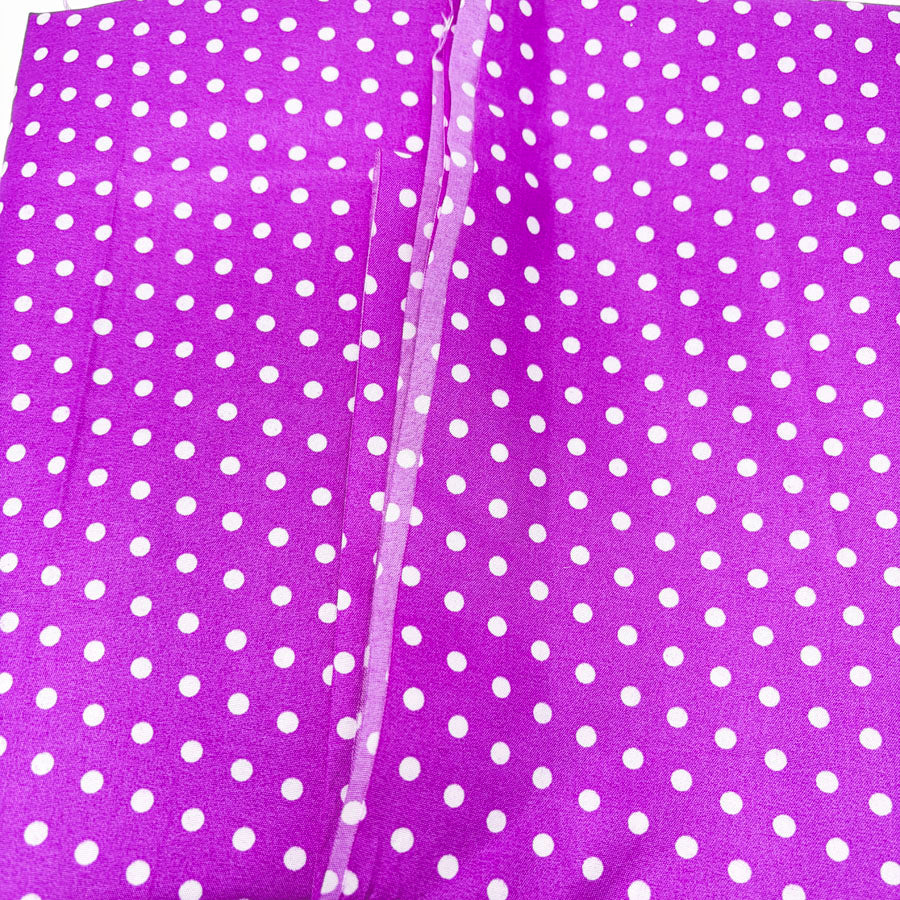 44" x 80" Bright Purple Polka Dot Poly Blend Fabric